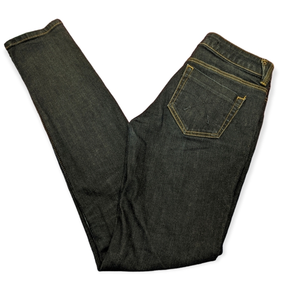 3/$25 TopShop Baxter Moto Straight Leg Dark Wash Jeans size 26x32 - Picture 4 of 15